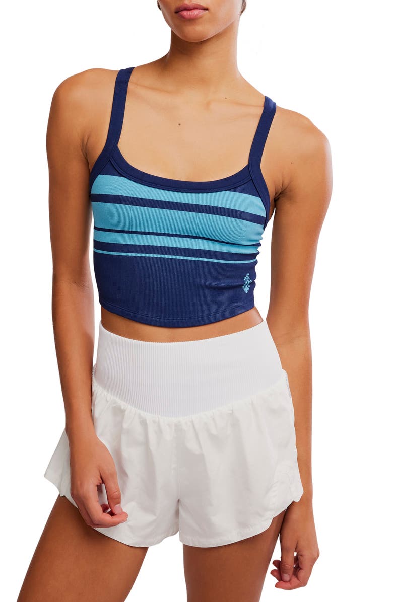Free People FP Movement All Clear Stripe Camisole, Main, color, Midnight Navy Combo