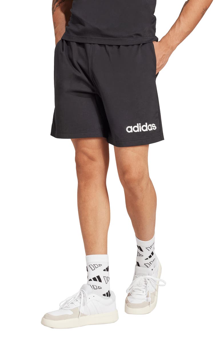 adidas Essentials Linear Single Jersey Shorts, Main, color, Black/ White