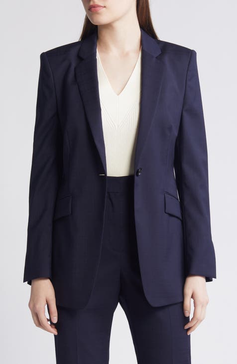 Navy wool blazer womens hotsell