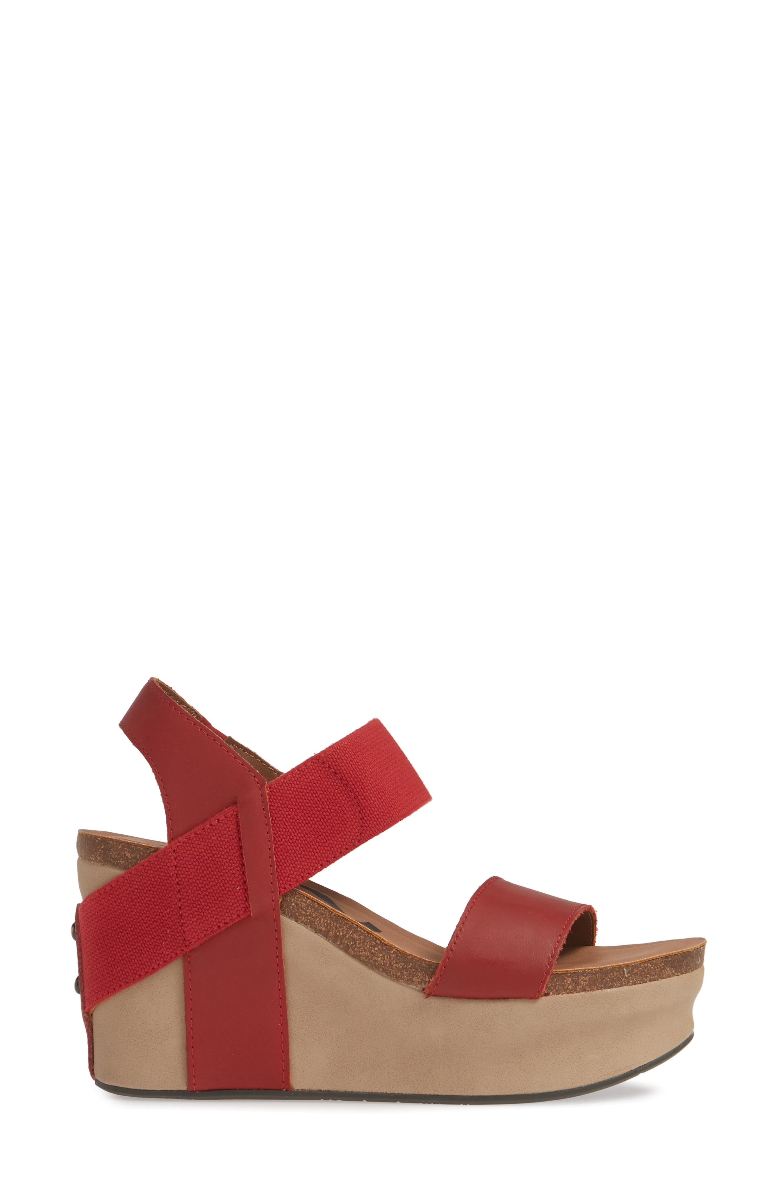 'Bushnell' Wedge Sandal, Alternate, color, RED LEATHER