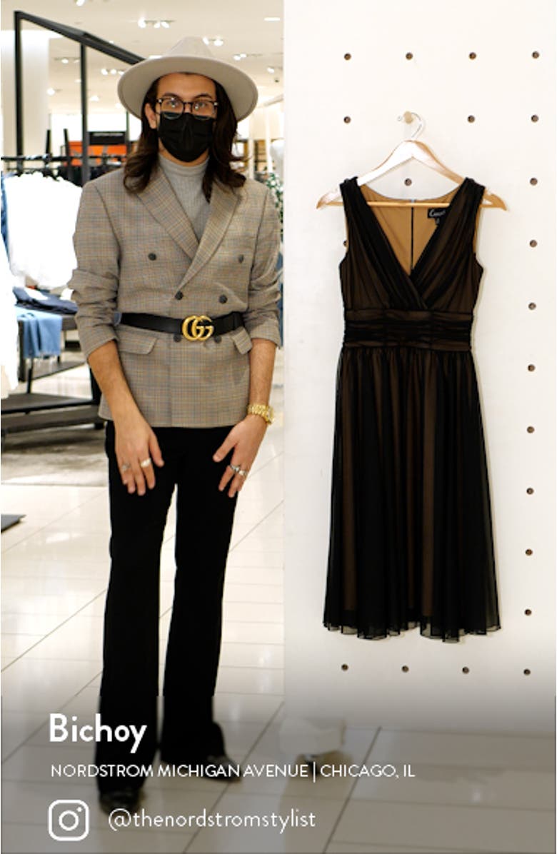 Chiffon Overlay Fit & Flare Dress