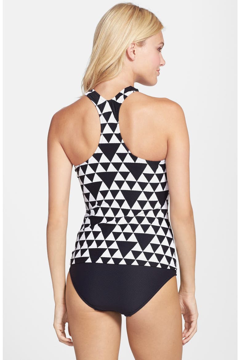 'Costa Maya' Cutaway Tankini Top, Alternate, color, BLACK/WHITE