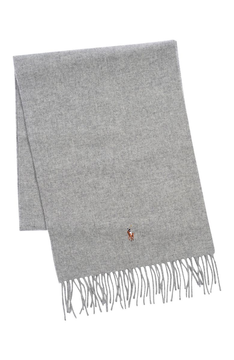 Polo Ralph Lauren Signature Italian Virgin Wool Scarf, Main, color, Andover Hthr