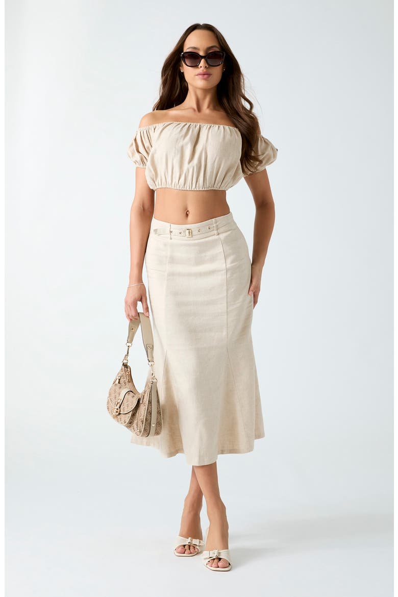Ryan Off the Shoulder Crop Top, Alternate, color, WARM SLATE MULTI