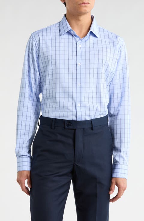 Slim Fit Grid Print Dress Shirt