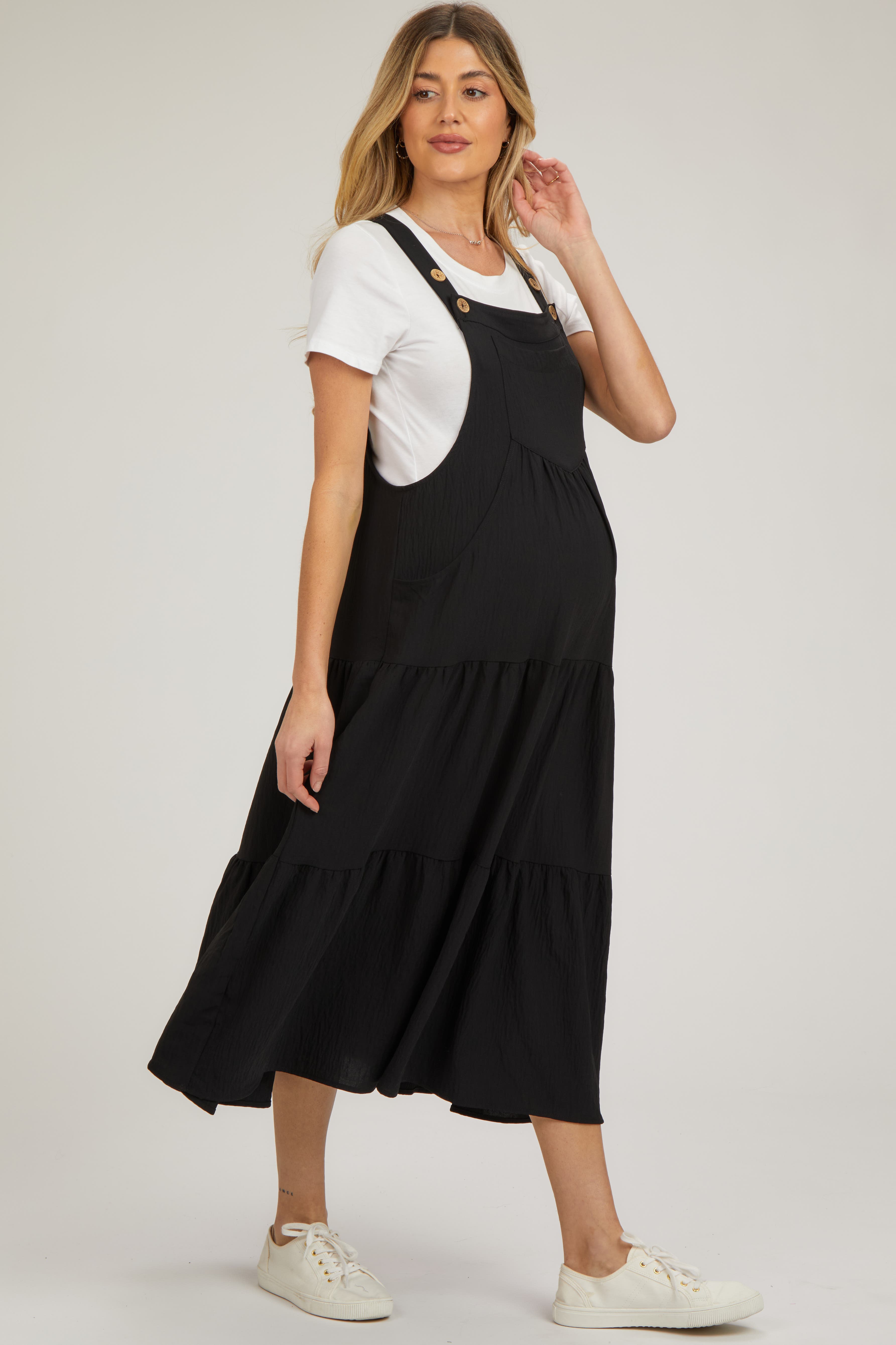Button Sling Tiered Midi Dress - image 2