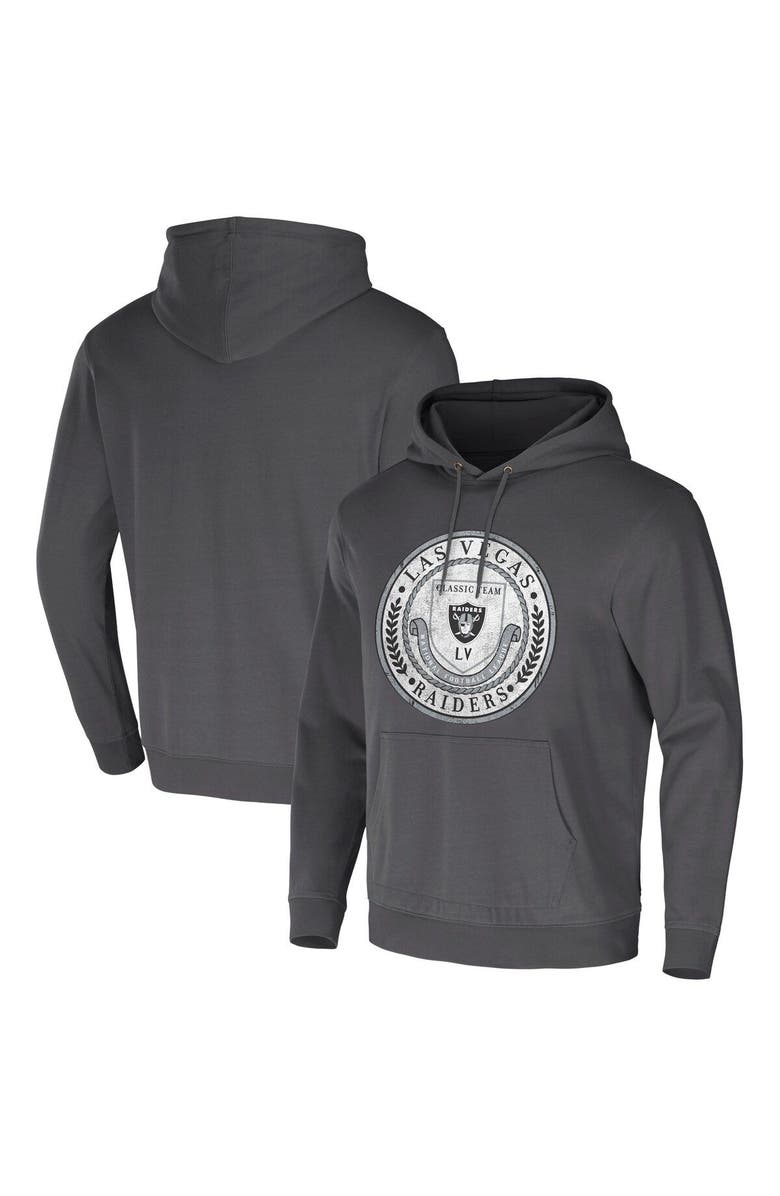 NFL X DARIUS RUCKER Men's NFL x Darius Rucker Collection by Fanatics Black Las Vegas Raiders Washed Pullover Hoodie, Main, color, Charcoal