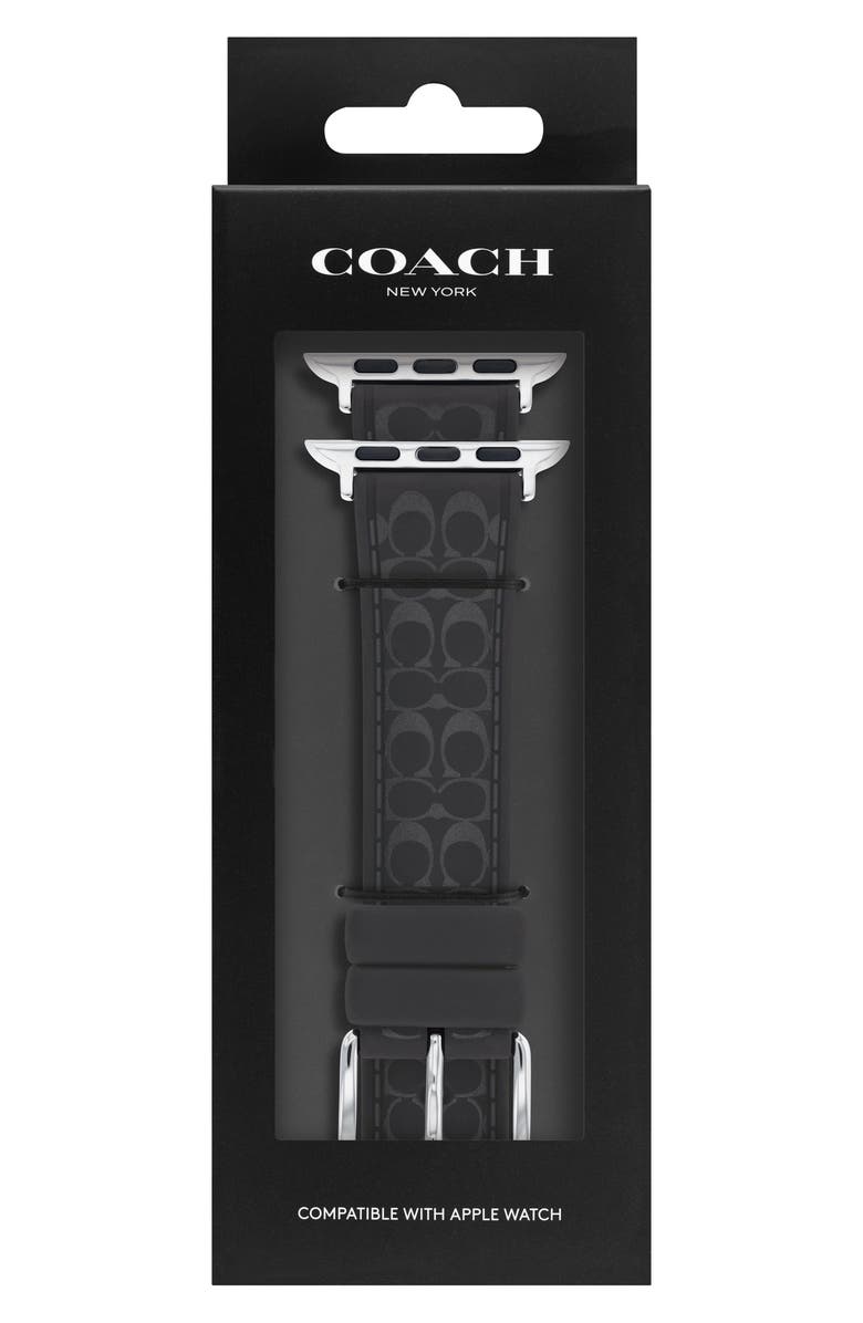 COACH Signature C Silicone Apple Watch<sup>®</sup> Watchband, Alternate, color, Black