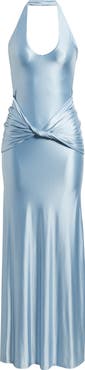 Delfi Collective Soraya Halter Neck Satin Jersey Gown