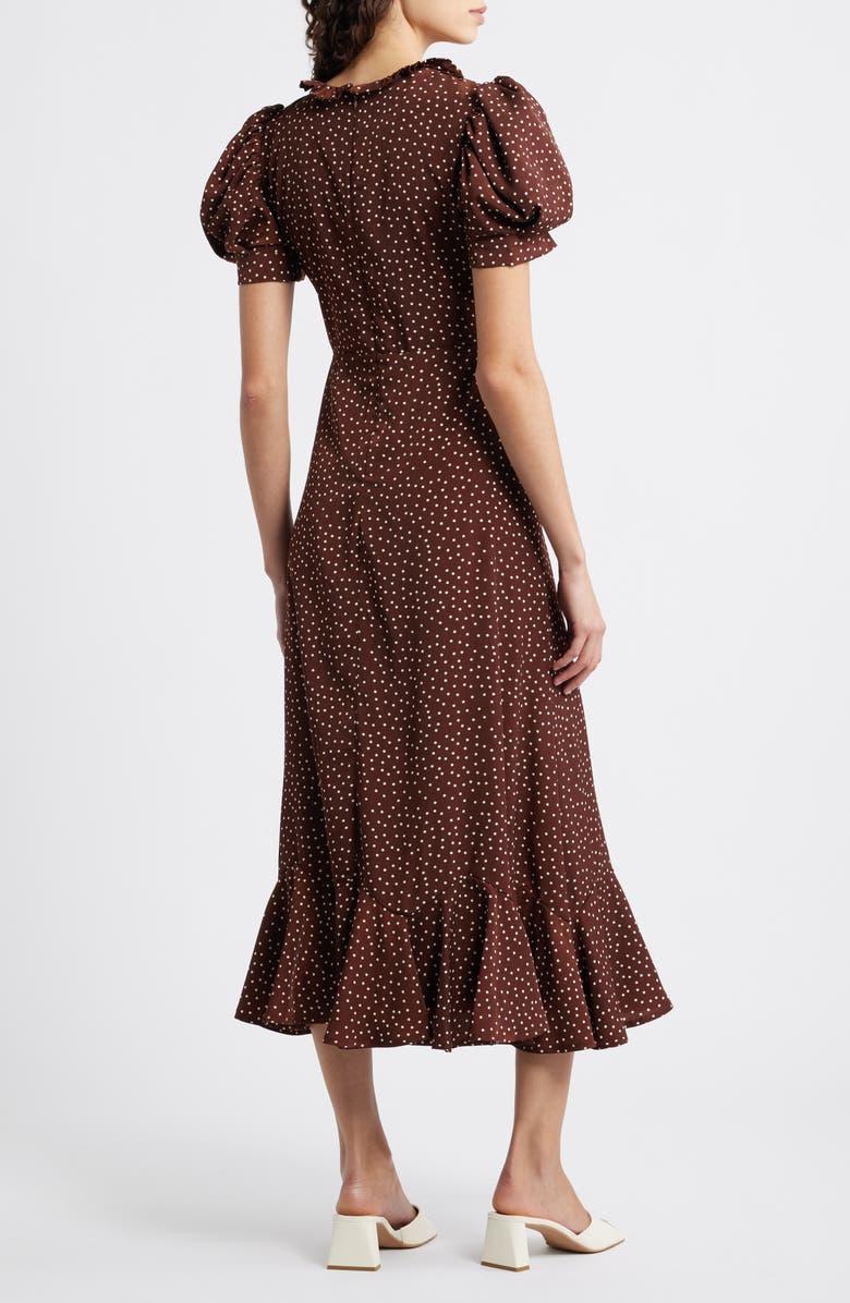 Sister Jane Knick Knack Ruffle Puff Sleeve Maxi Dress, Alternate, color, Brown