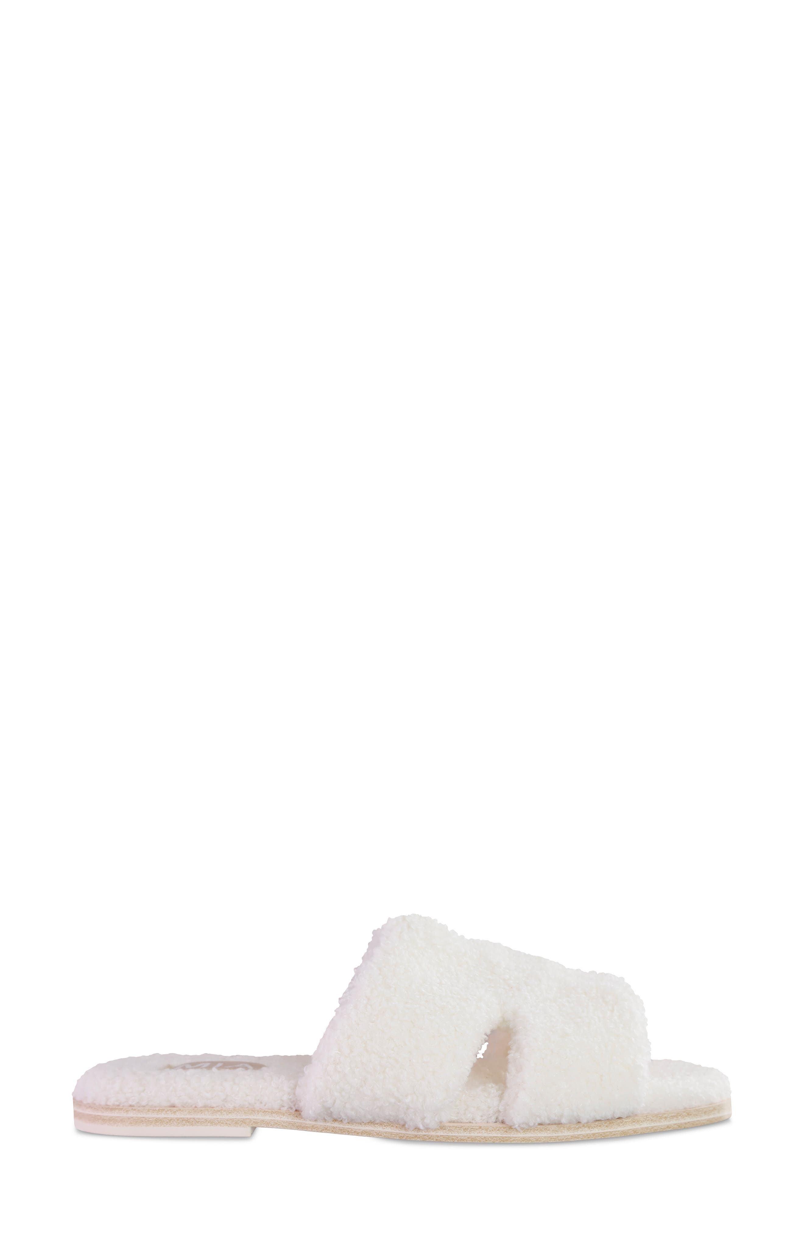 MIA Cosette Faux Shearling Sandal, Alternate, color, White