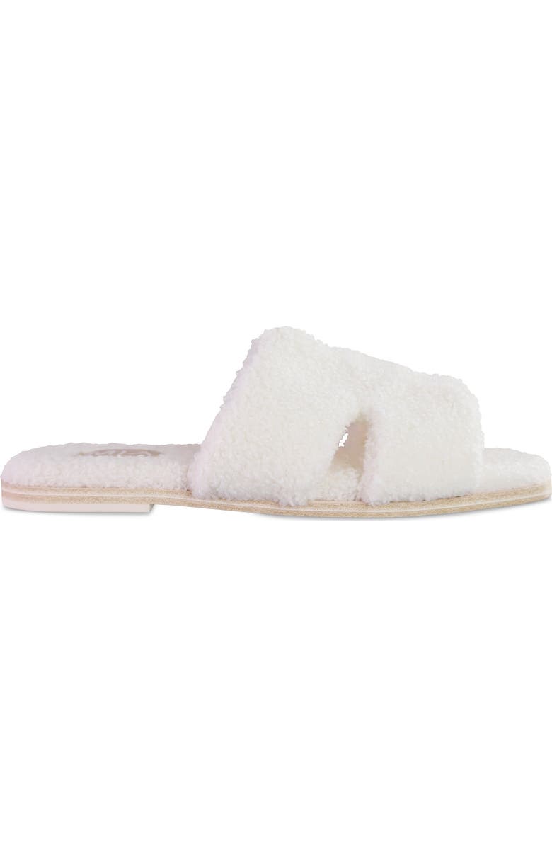 MIA Cosette Faux Shearling Sandal, Alternate, color, White