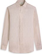 Bugatchi Axel Trim Fit Linen Jacquard Button-Up Shirt