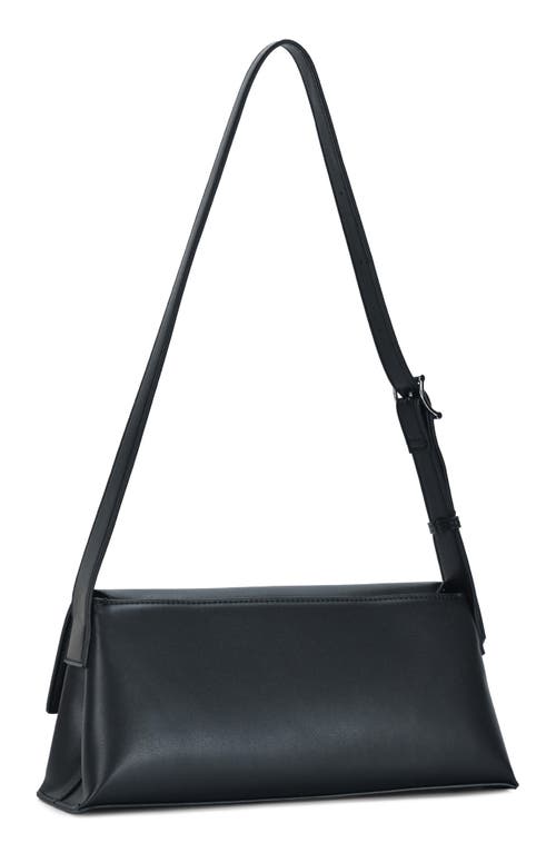 Madison West Clean Buckle Strap Shoulder Bag In Black
