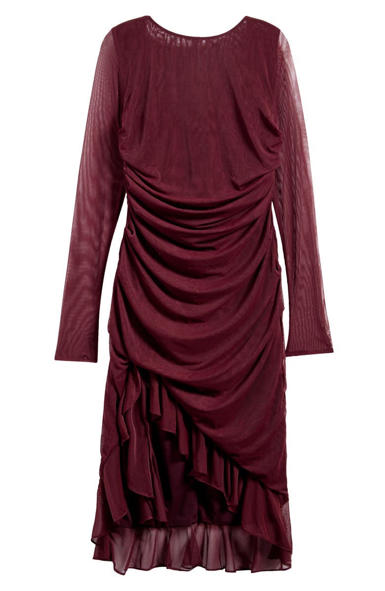 Mistress Rocks Ruffle Long Sleeve Cocktail Dress, Alternate, color, 