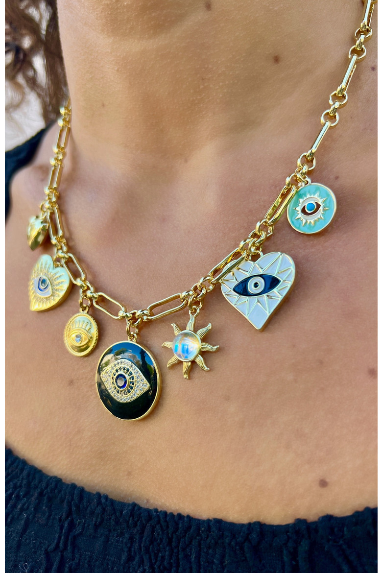 Charm Necklace, Alternate, color, Evil Eye