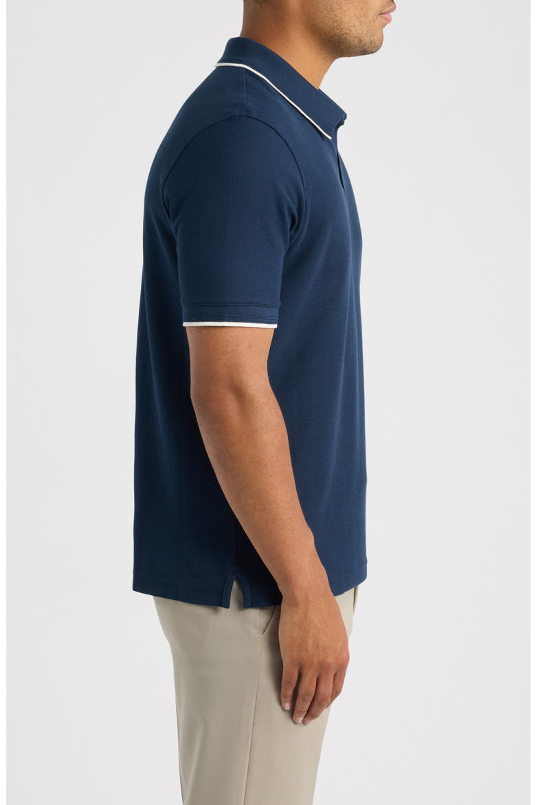 Piqué Johnny Collar Shirt, Alternate, color, NAVY SAPPHIRE