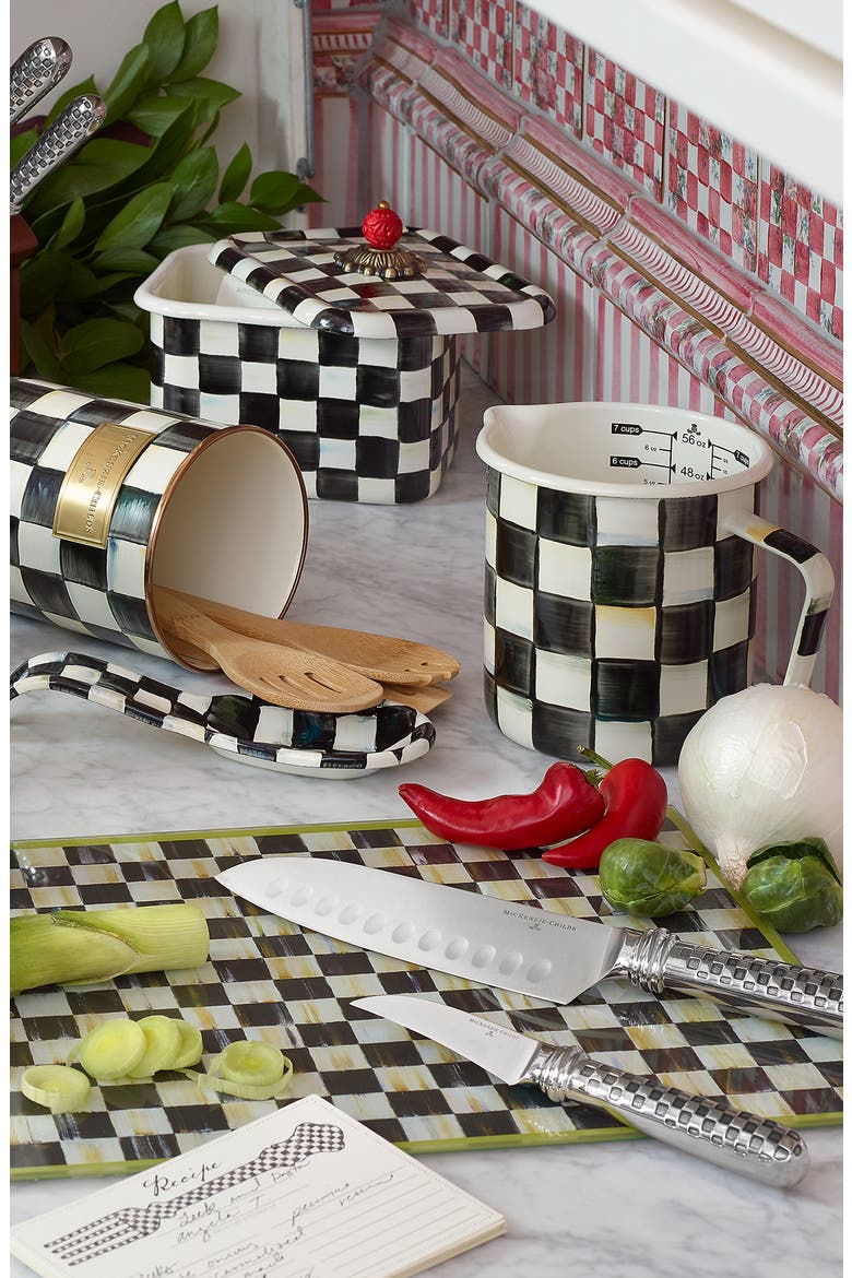 Courtly Check Enameled Steep 7-Cup Measure, Alternate, color, BLACK/ WHITE