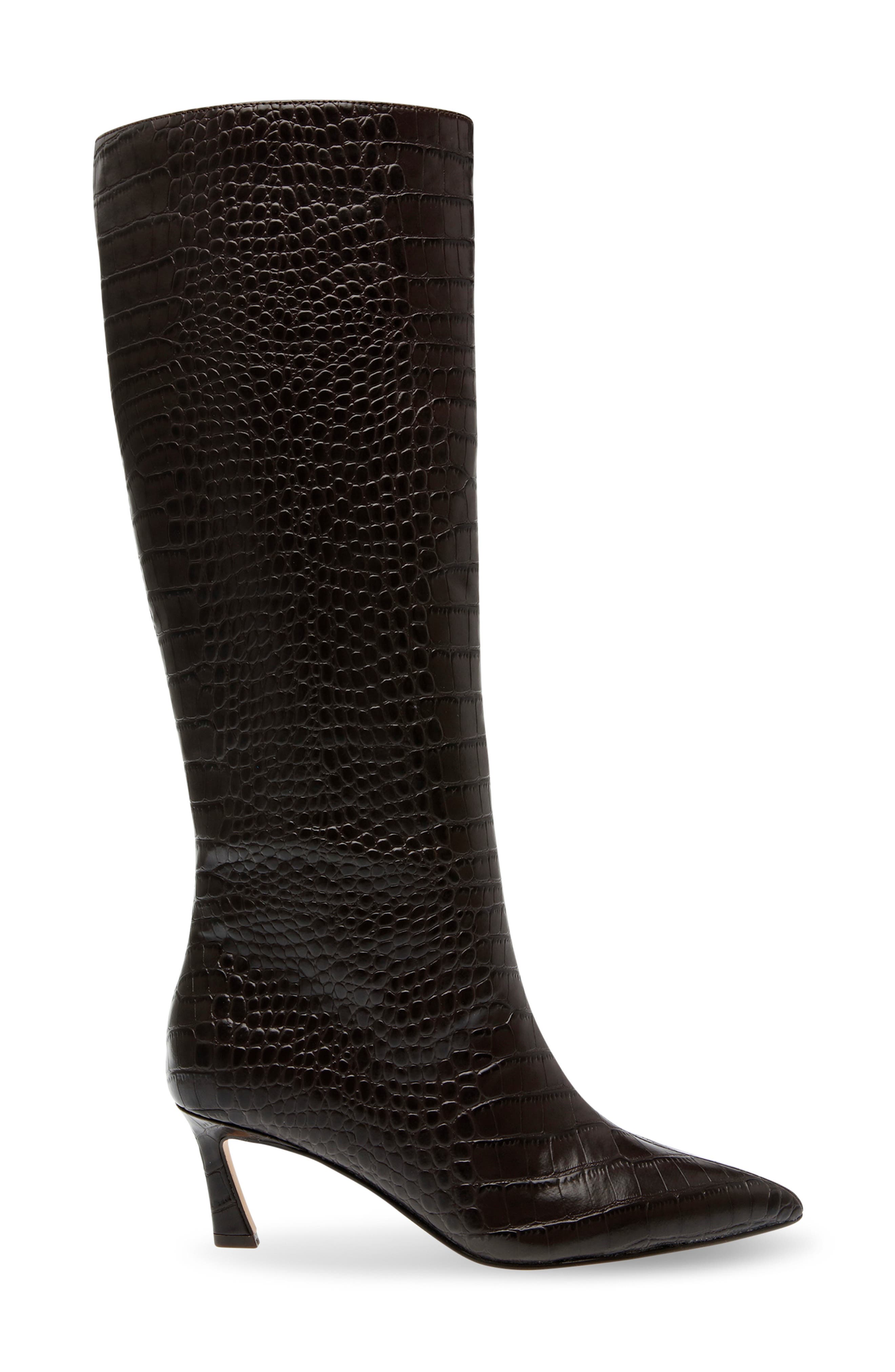 Lavan Pointed Toe Knee High Boot, Alternate, color, BRN CROC