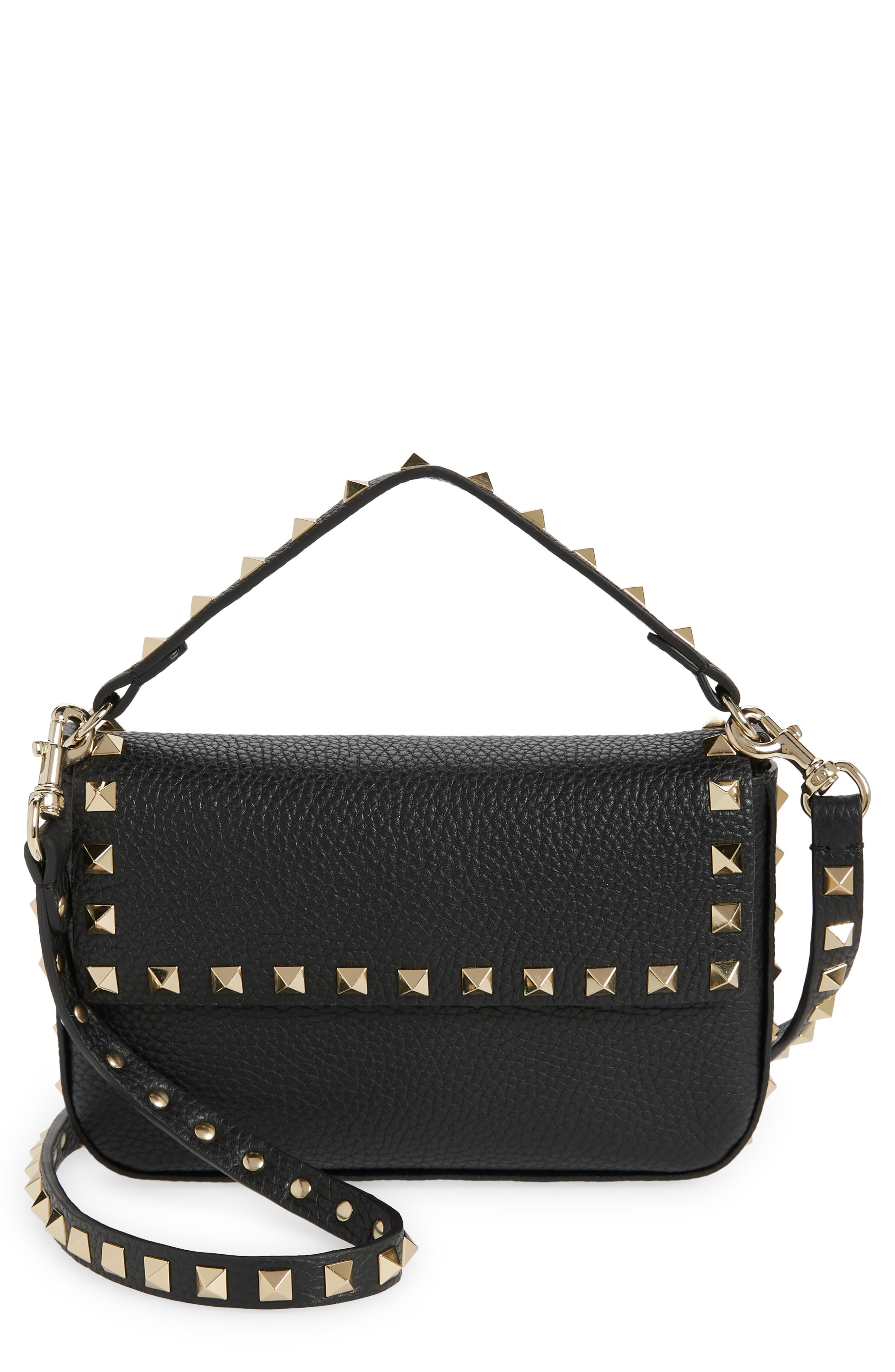 Valentino Garavani Mini Rockstud Leather Top Handle Bag, Main, color, 