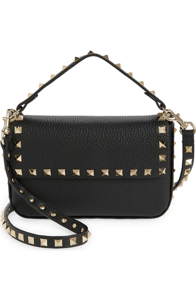 Valentino Garavani Mini Rockstud Leather Top Handle Bag, Main, color,