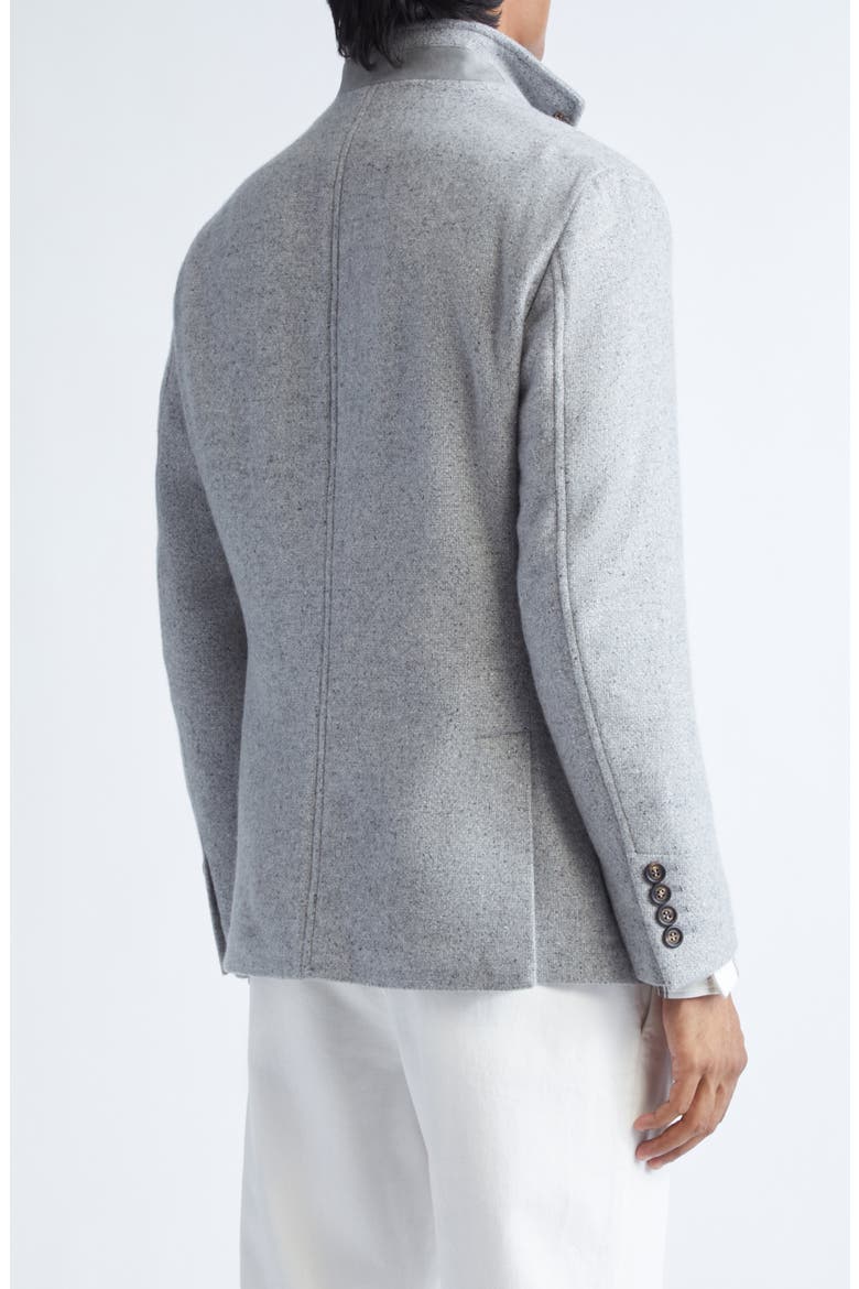 Single Breasted Cashmere & Silk Jacket, Alternate, color, LIGHT GRAY MELANGE