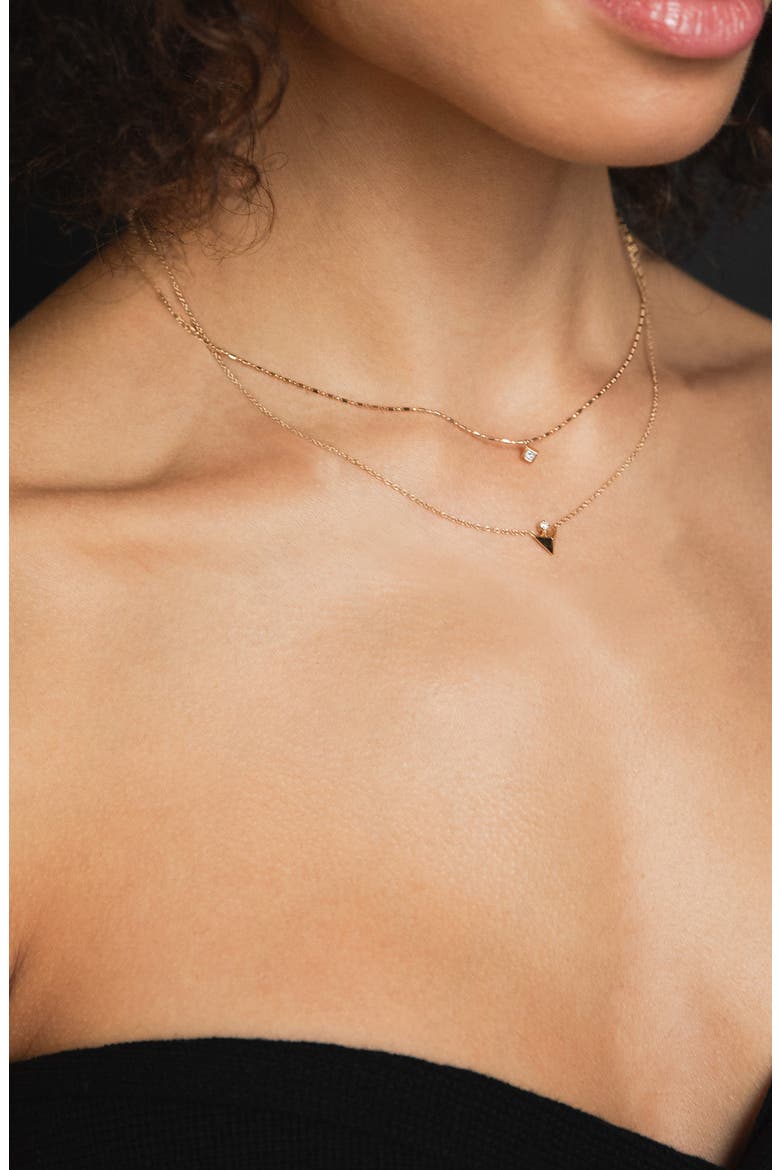 14K Gold Diamond Pyramid Pendant Necklace, Alternate, color, 14K YELLOW GOLD