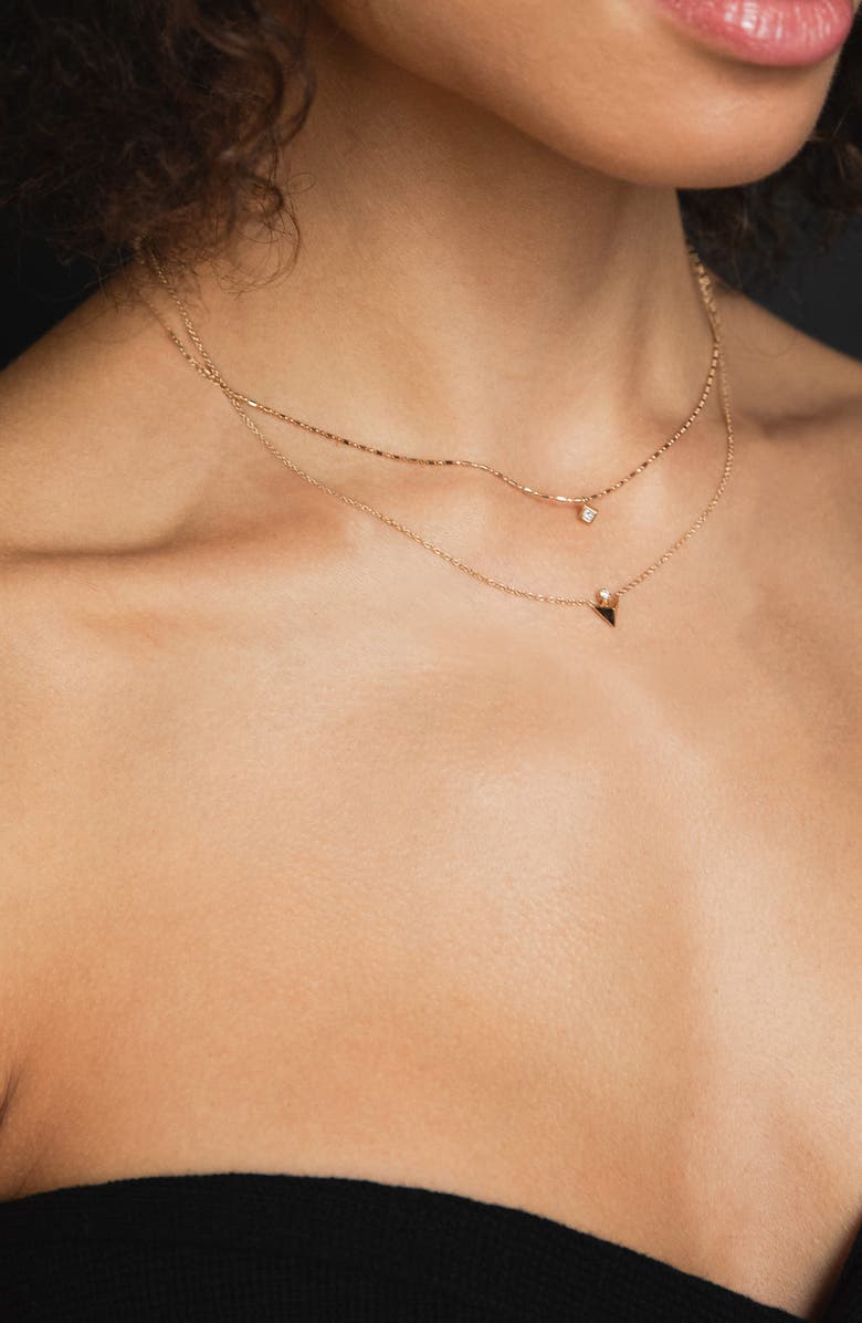 Zoë Chicco 14K Gold Diamond Pyramid Pendant Necklace, Alternate, color, 14K Yellow Gold