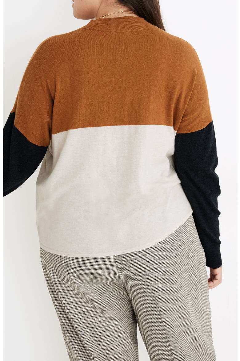 Colorblock Ashbury Mock Neck Sweater, Alternate, color, BRONZE