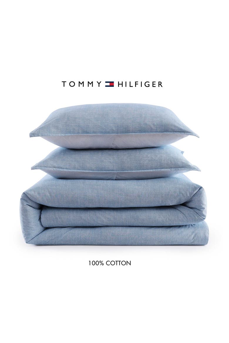 Classic Texture Cotton Percale Comforter & Shams Set, Alternate, color, MEDIUMBLUE