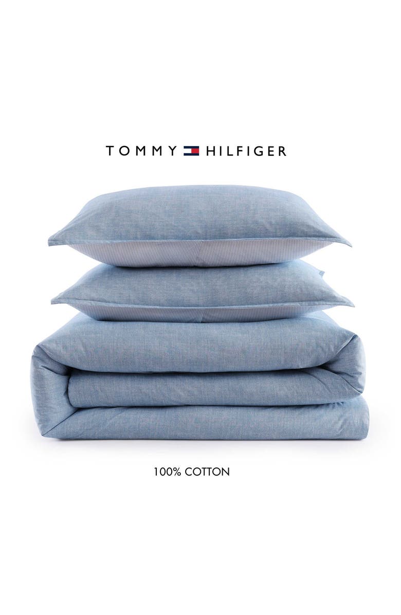Tommy Hilfiger Classic Texture Cotton Percale Comforter & Shams Set, Alternate, color, Mediumblue