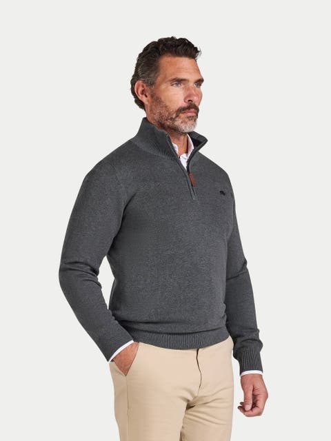 Quarter Zip Cotton/Cashmere Knit