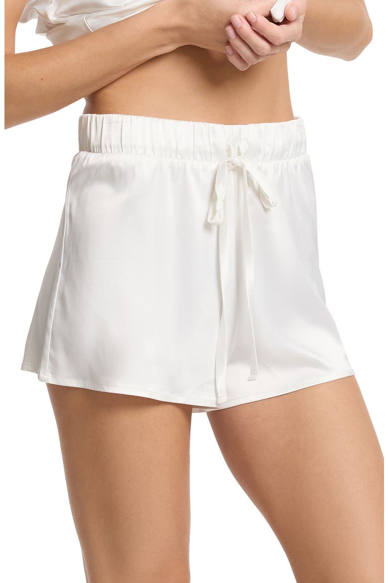 Satin Pajama Shorts, Alternate, color, LIGHT IVORY