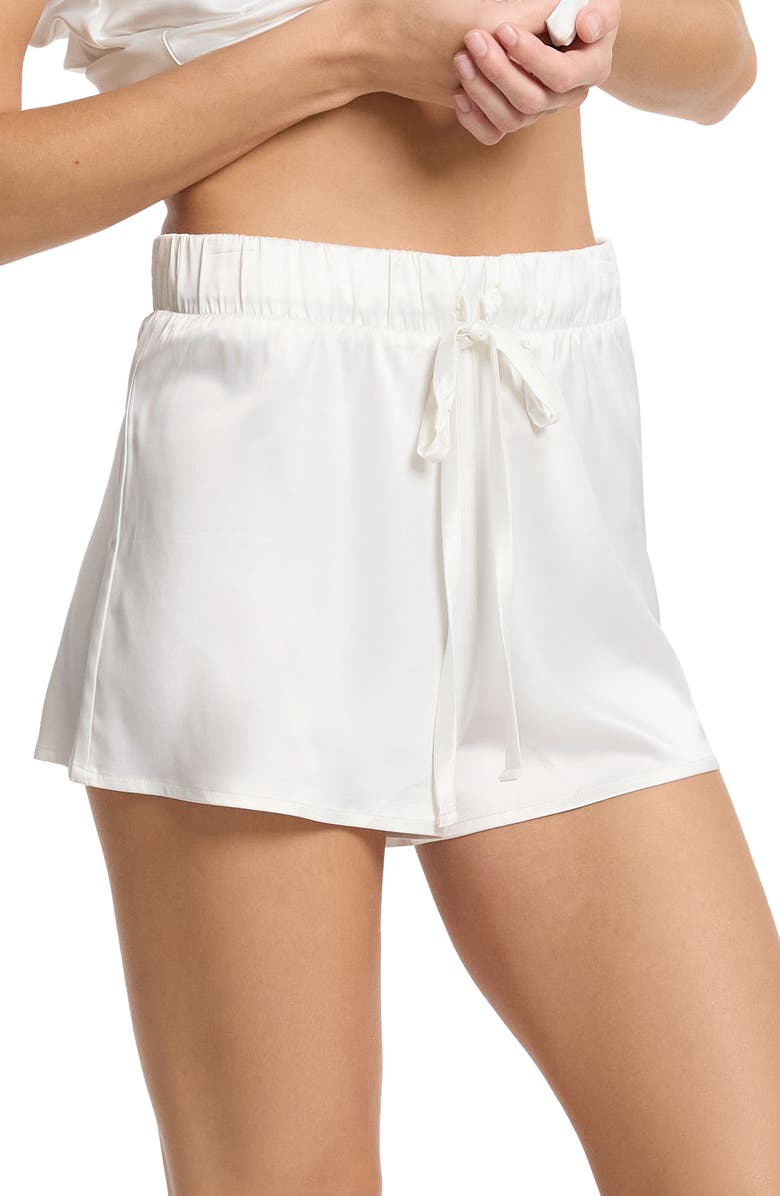 Hanky Panky Satin Pajama Shorts, Alternate, color, Light Ivory