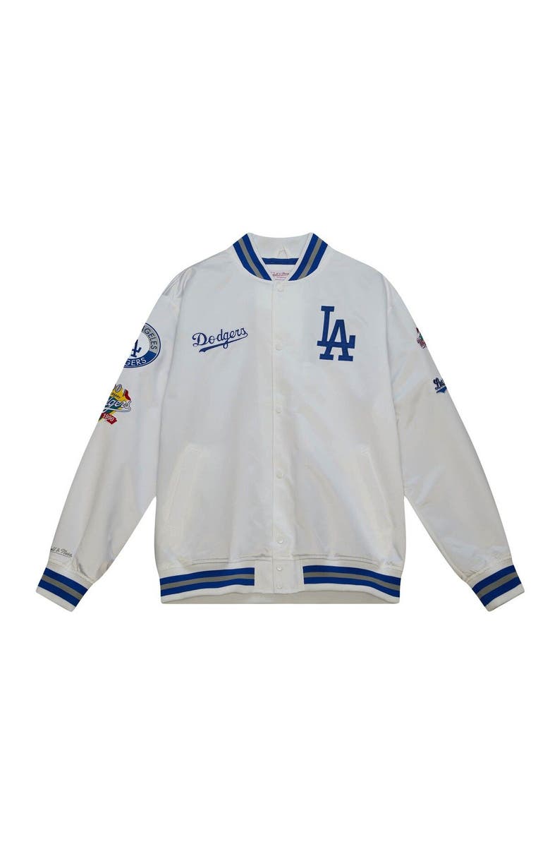 Mitchell & Ness Men's Mitchell & Ness White Los Angeles Dodgers City Collection Satin Full-Snap Varsity Jacket, Alternate, color, 