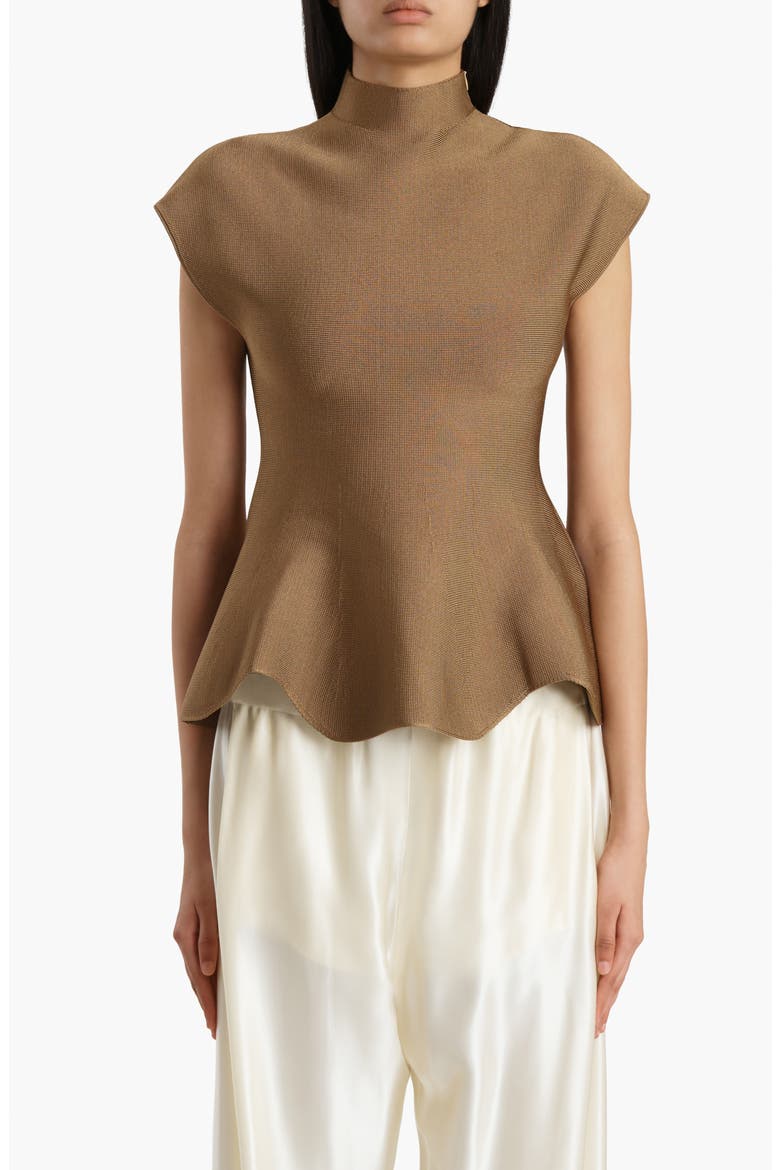 Khaite Andra Mock Neck Peplum Knit Top (Women) | Nordstrom