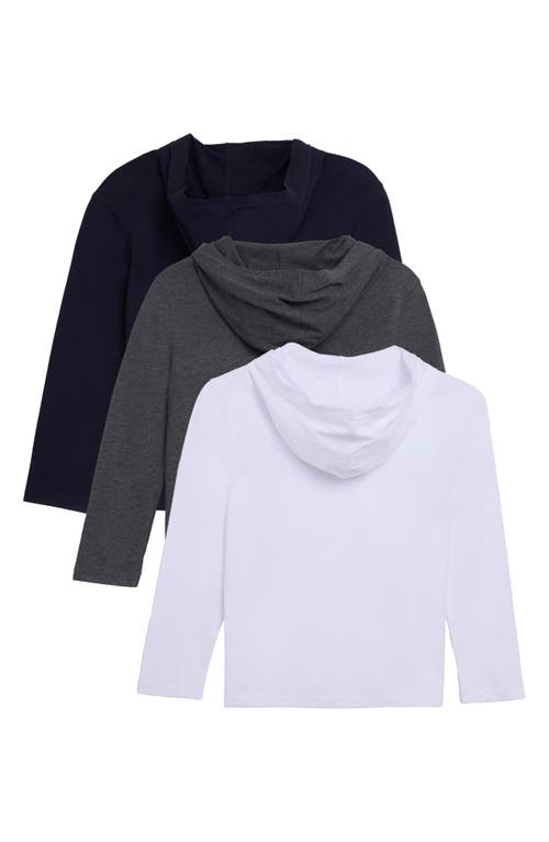 X-ray Xray Kids' 3-pack Hooded Long Sleeve Cotton T-shirts In Multi