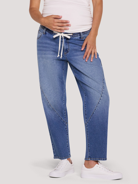 Drawstring Pull On Barrel Jean