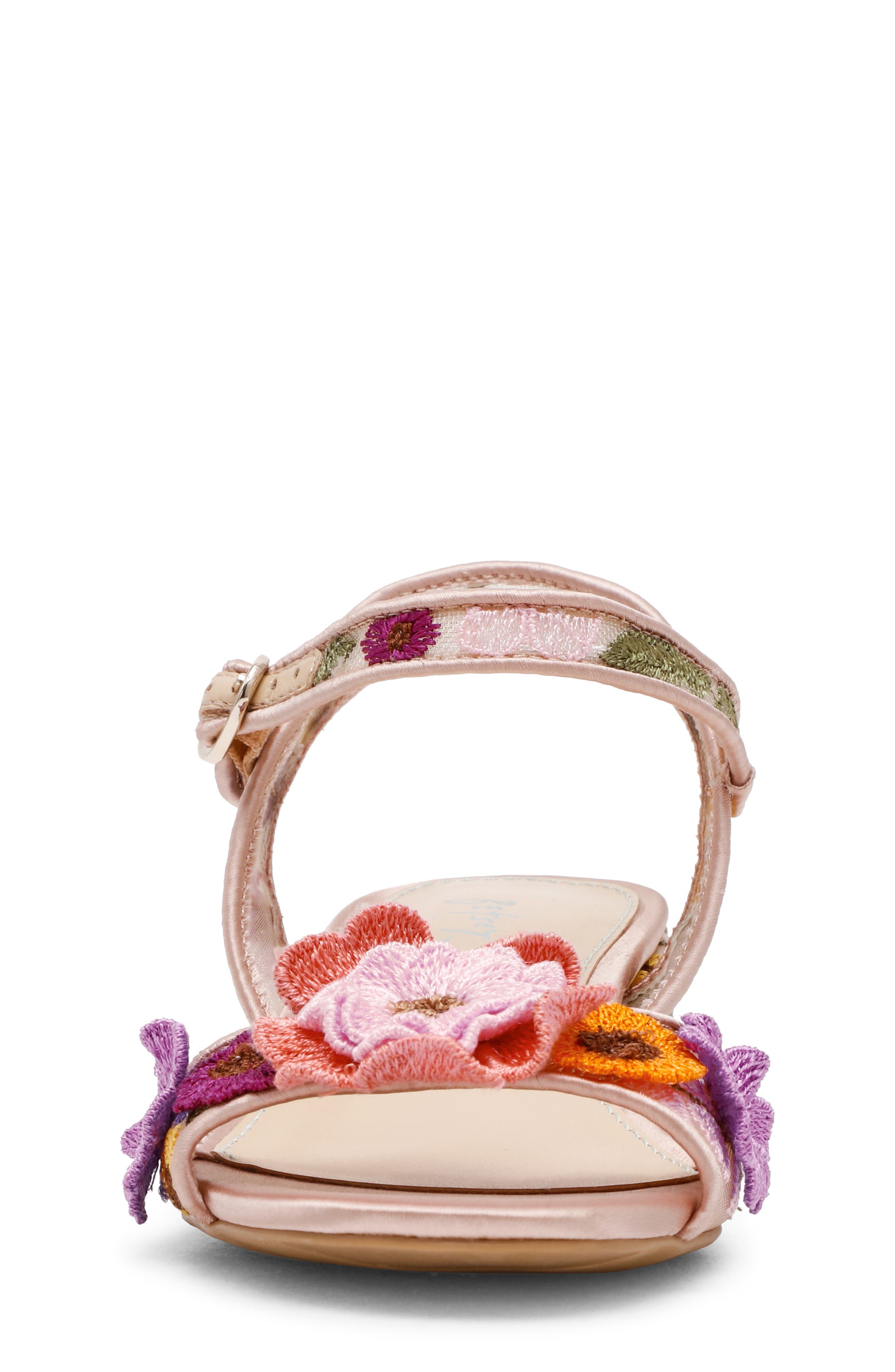 Betsey Johnson Kids
 Blare Ankle Strap Sandal, Alternate, color, Beige Multi