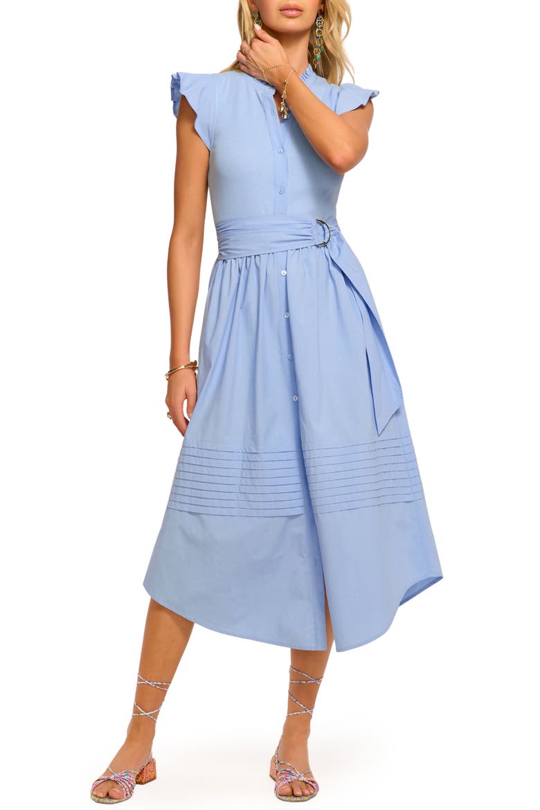 Odessa Belted Midi Dress, Main, color, BAZAAR BLUE