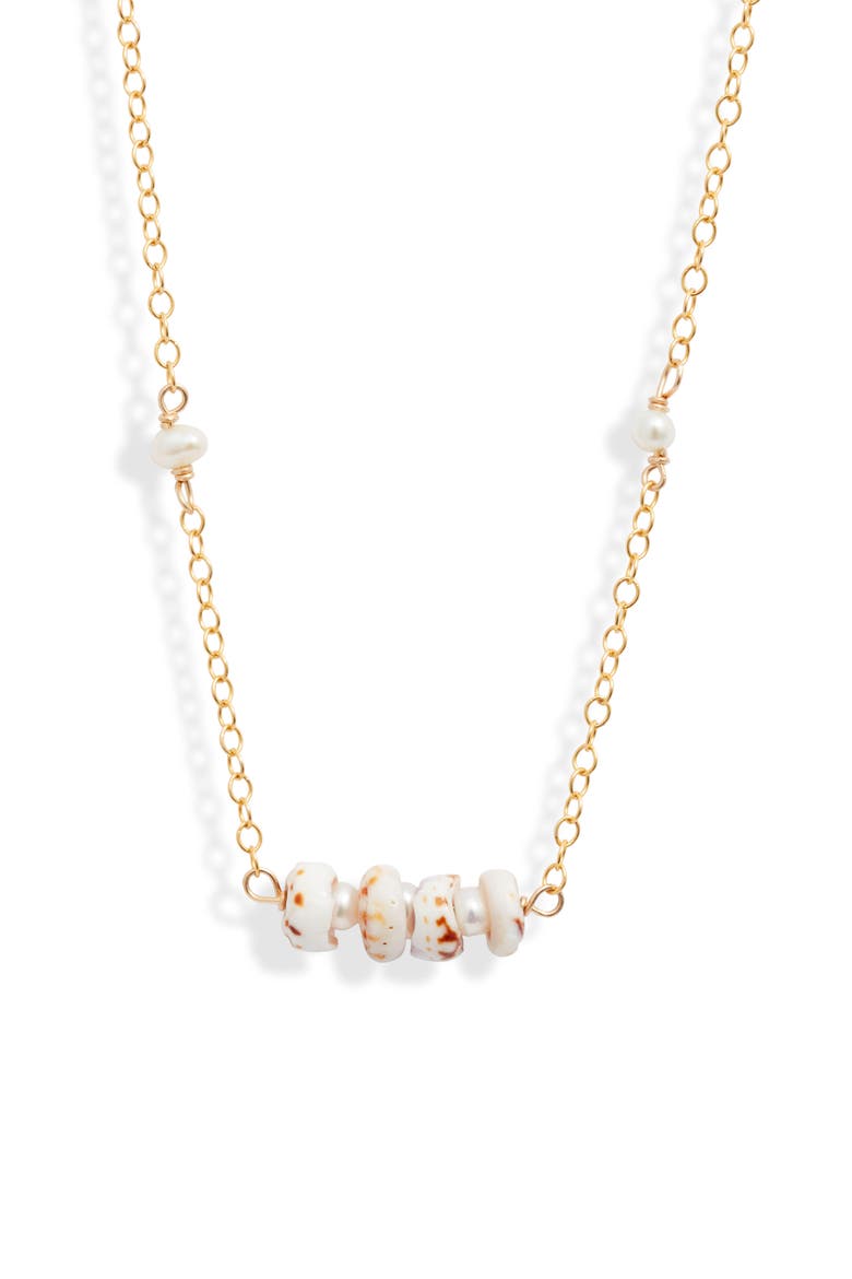 Michelle Dainty Shell & Freshwater Pearl Necklace, Main, color, GOLD