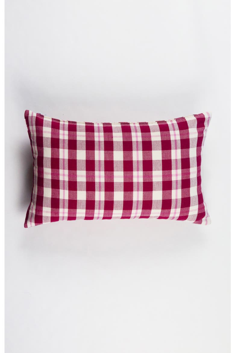 Handwoven Abigail Cranberry Cotton Throw Pillow, Alternate, color, Red