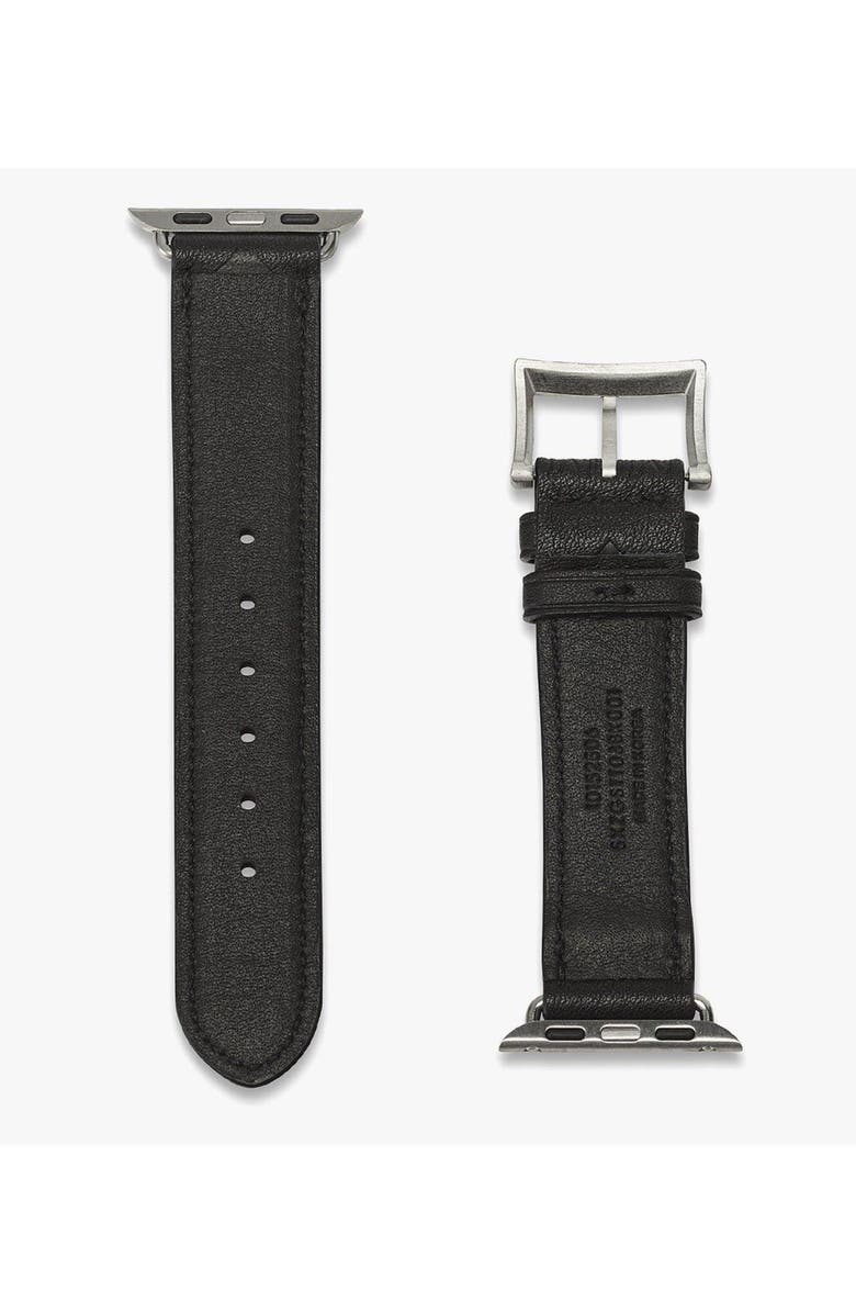 MCM Apple Watch Band in Embossed Monogram Leather, Alternate, color, Black