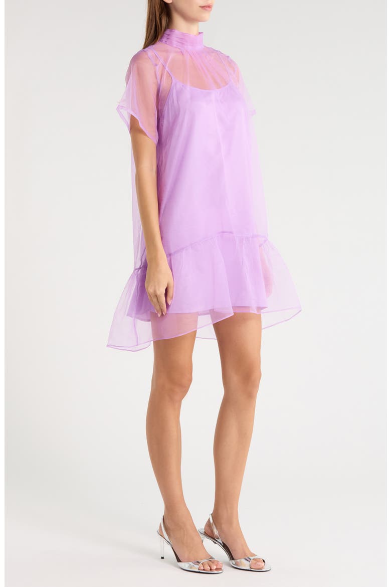 Berny Mock Neck Organza Minidress, Alternate, color, LAVENDER