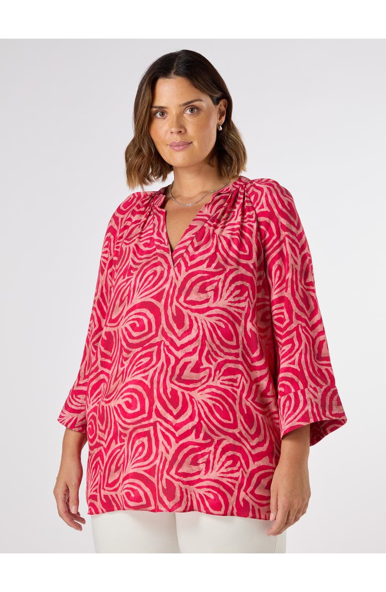 Live Unlimited Abstract Cropped Sleeve Blouse, Alternate, color, Pink