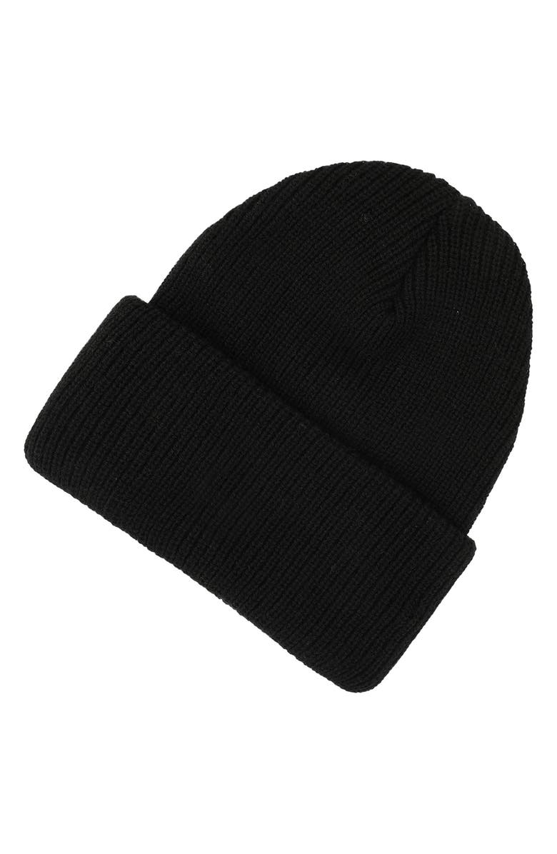 New Balance Patch Fisherman Knit Beanie, Alternate, color, Black