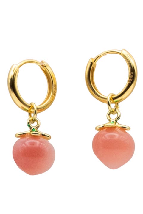 Harvest Peach Jade stone charm earrings