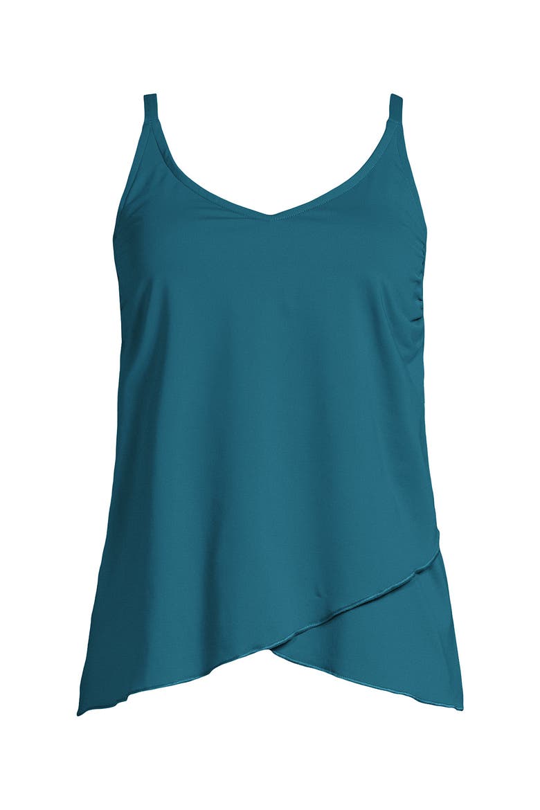 Tulip Hem Tankini Top, Alternate, color, Paradise Teal