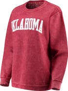 PRESSBOX Women's Pressbox Crimson Oklahoma Sooners Comfy Cord Vintage Wash Basic Arch Pullover Sweatshirt