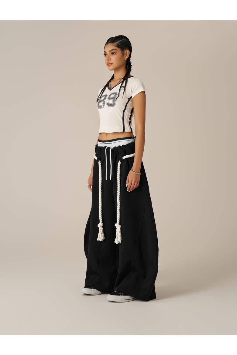 Double Waist Super Baggy Barrel Sweatpants, Alternate, color, Black